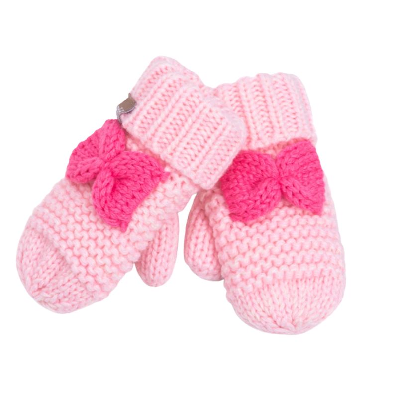 Pink Mittens with Bow Fleece Lined