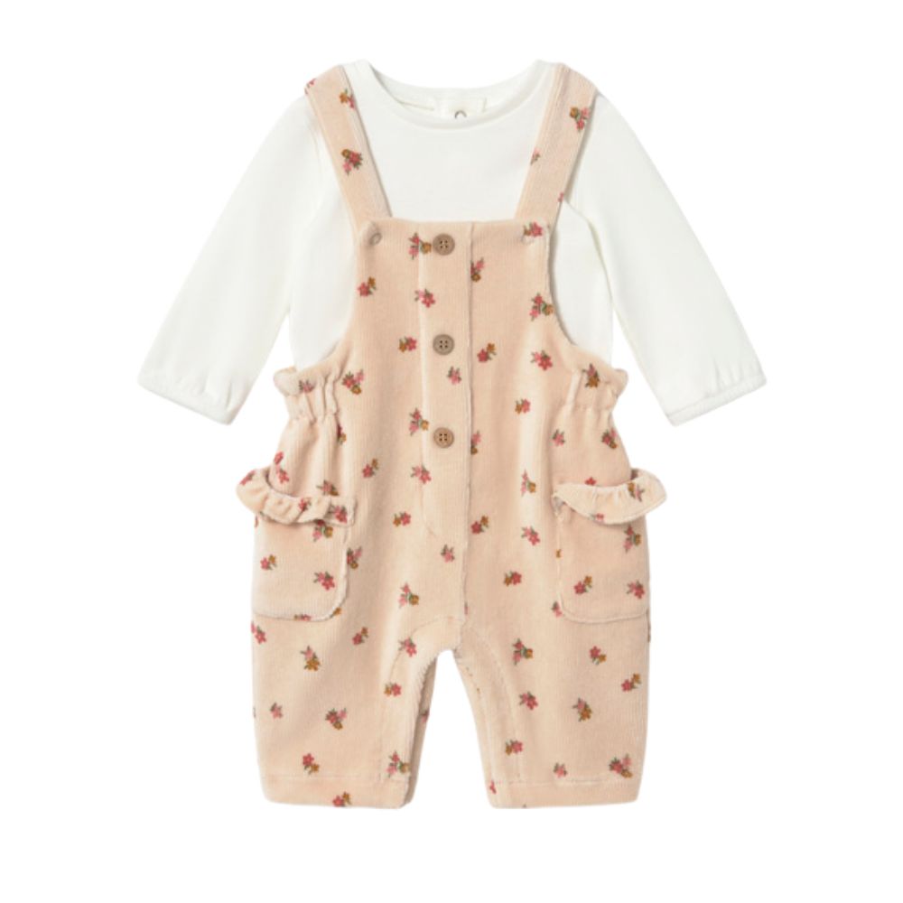 Oat Floral Overall and Tshirt Set