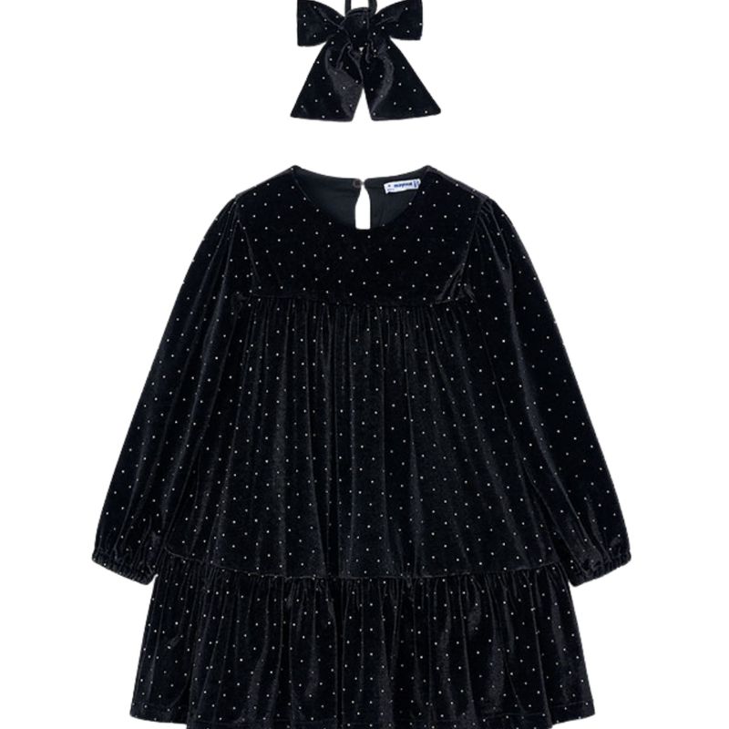 Black Velvet Dress with Hair Tie Black Velvet Dress with Hair Tie