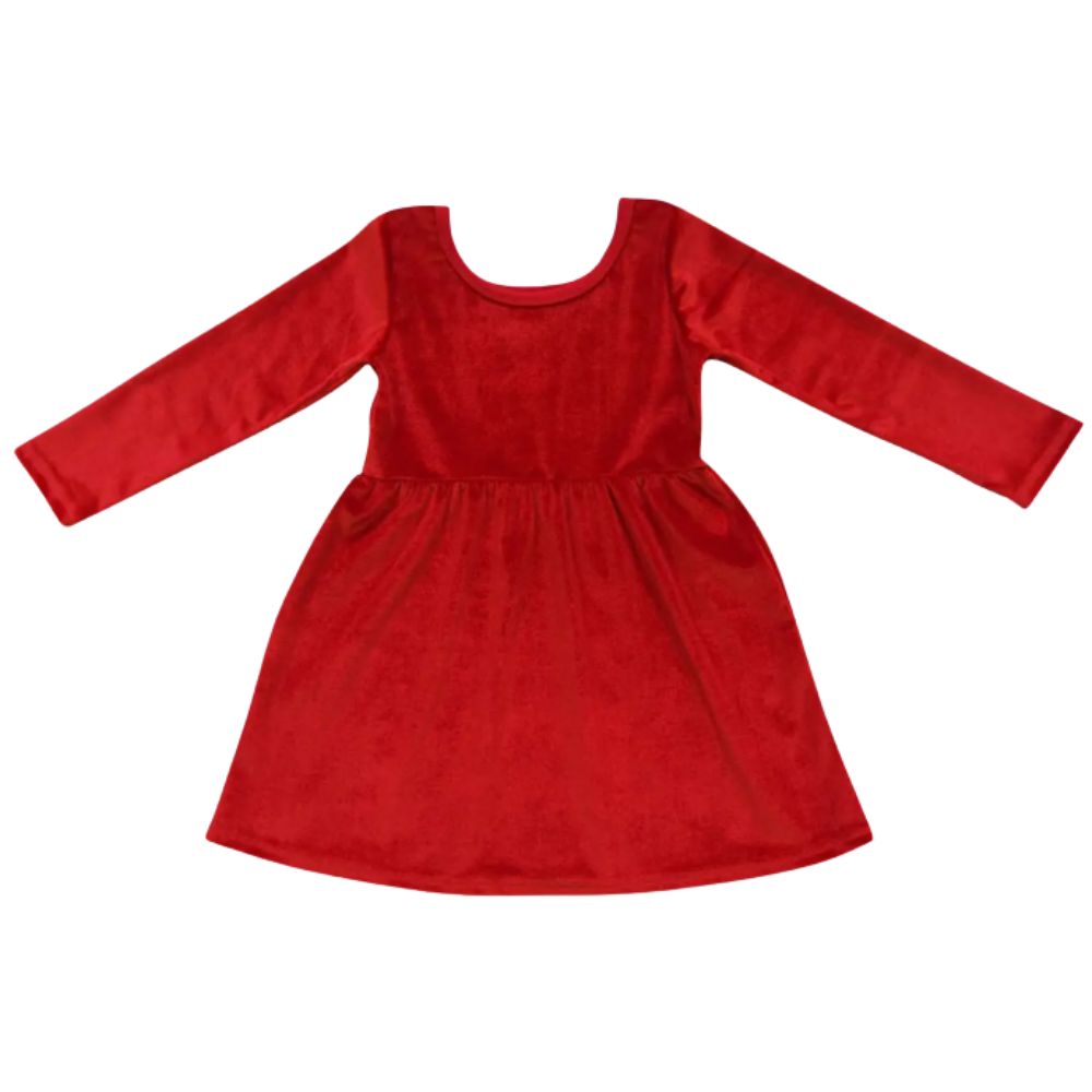 Red Velvet Long Sleeves Dress