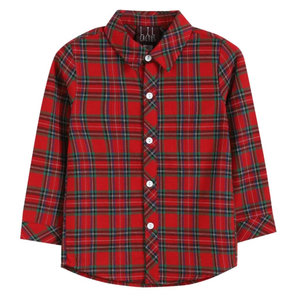 Red and Green Tartan Boy Dress Shirt