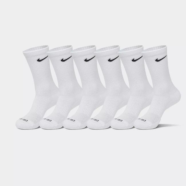 Nike Sock Everyday Plus Crew 6 Pack, Color: White, Size: Small