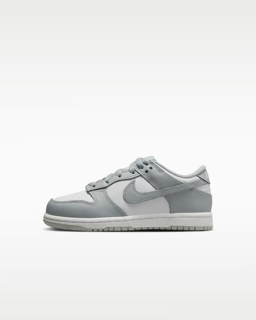 Nike Kids Dunk Low (PS), Color: White/Light Smoke Grey, Size: 12K