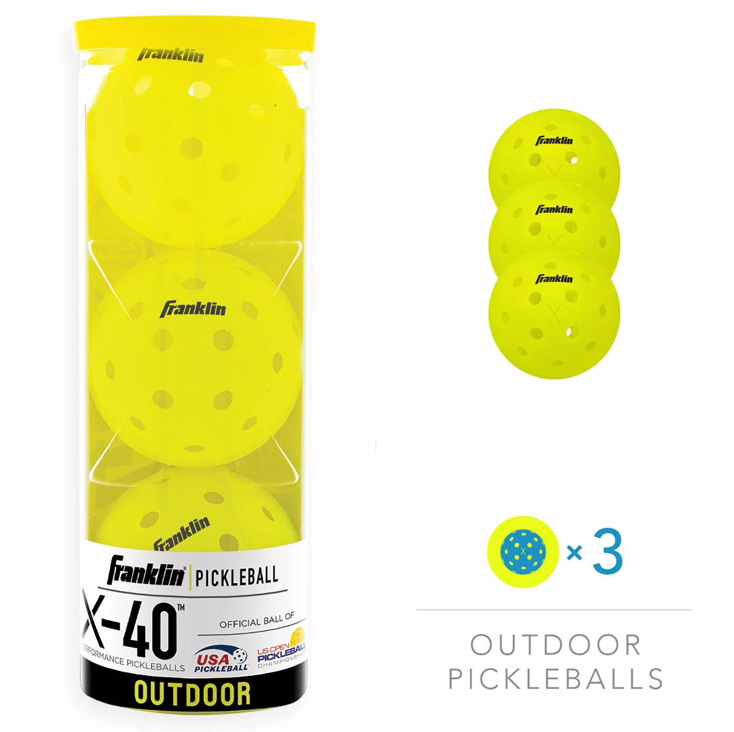 Franklin Pickleball X-40 Outdoor Pickleballs – 3 Pack