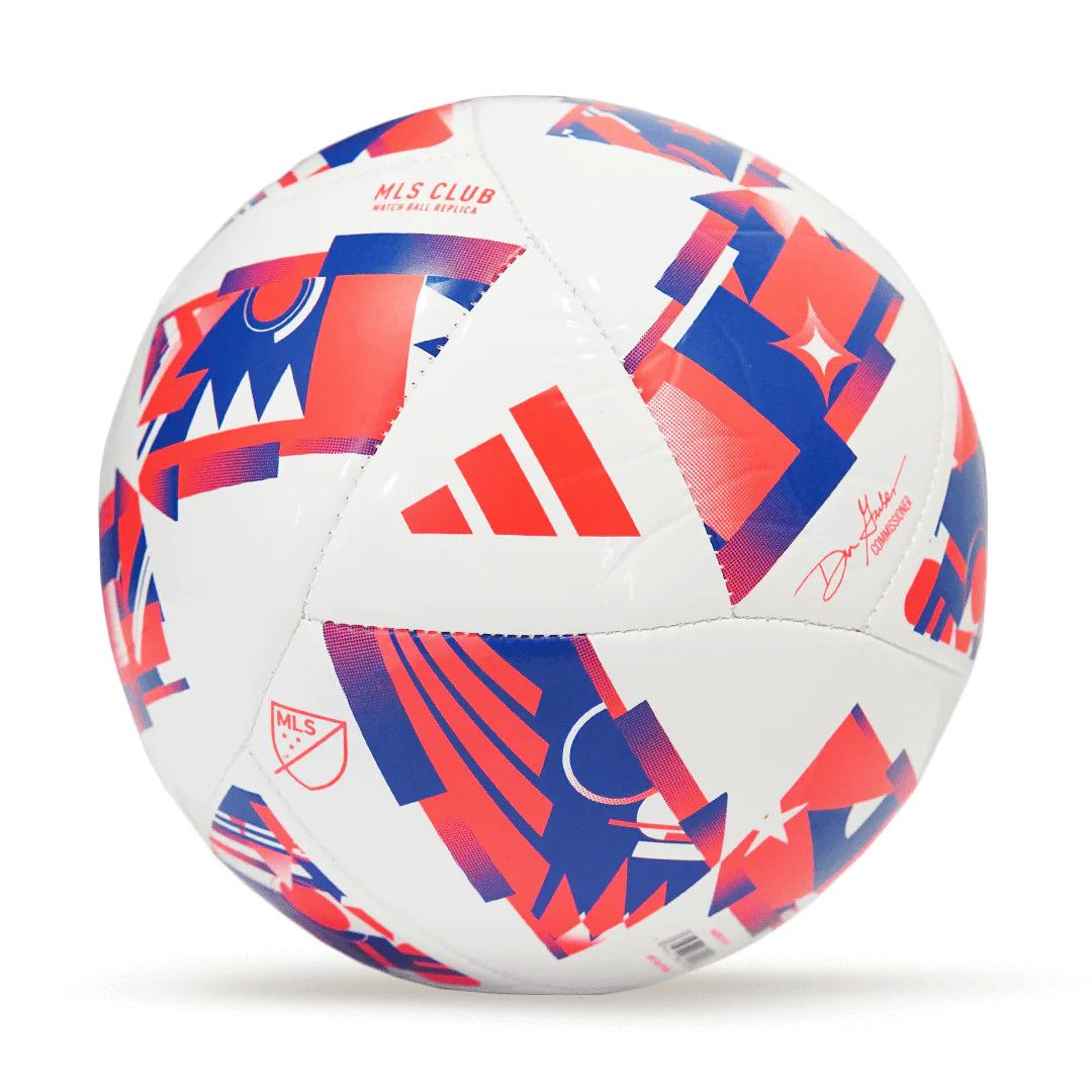 adidas MLS Club Soccer Ball, White/Red/Blue, size 5