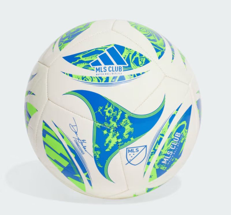 adidas MLS Club Soccer Ball, White/Green, size 5