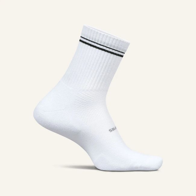 Feetures High Performance Cushion Quarter Tall Black Stripe Medium
