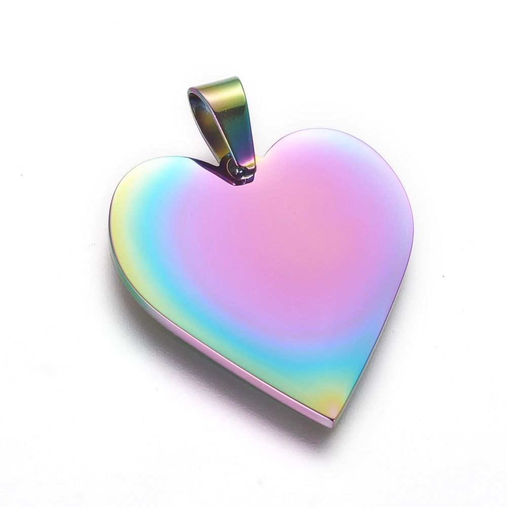 25x23 SS Heart Pendant - Rainbow