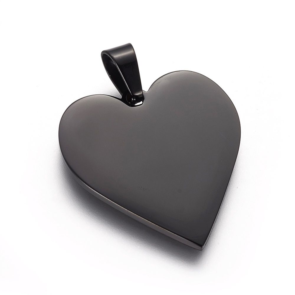 25x23 SS Heart Pendant - Black