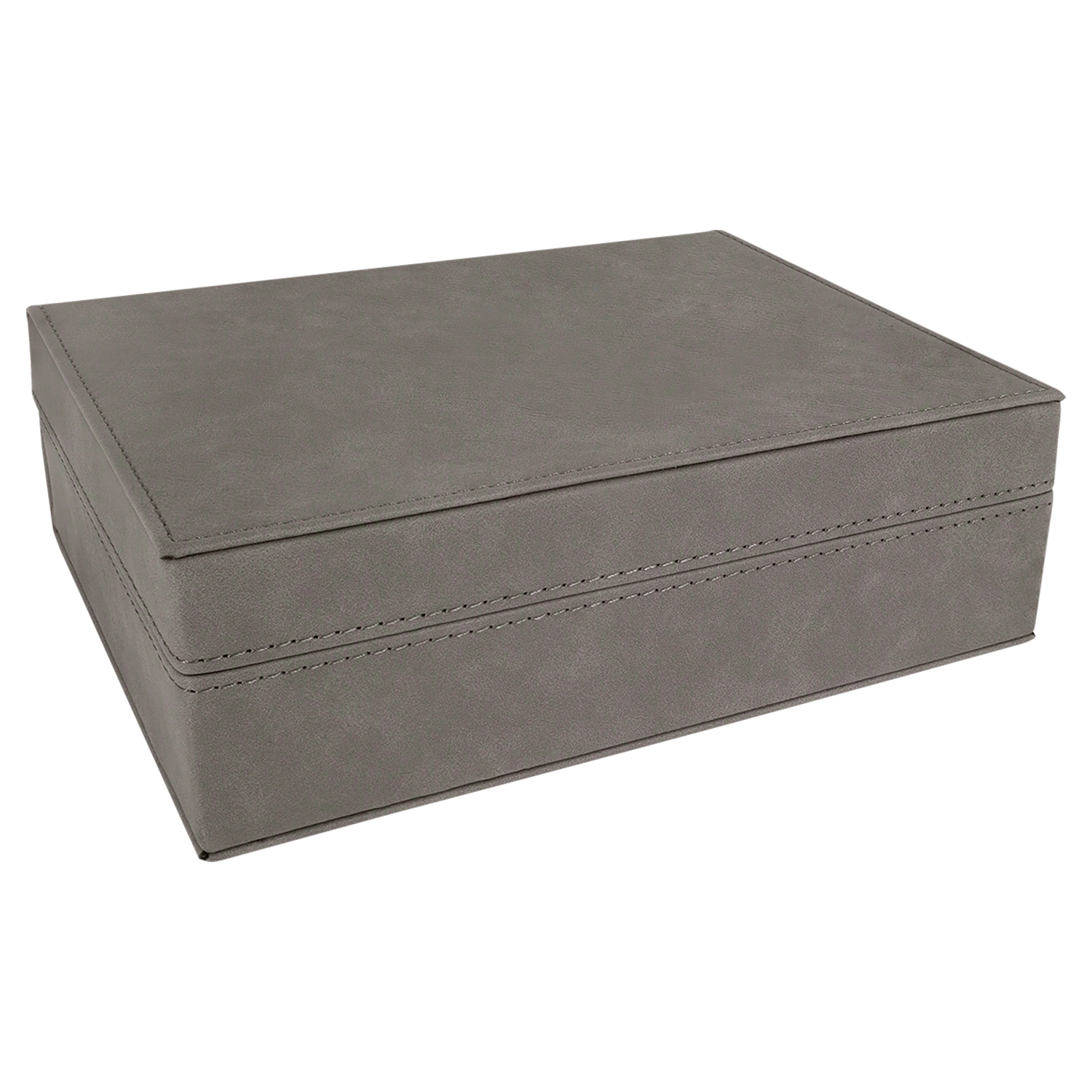 8" x 6 3/8" Gray Laserable Leatherette Premium Gift Box