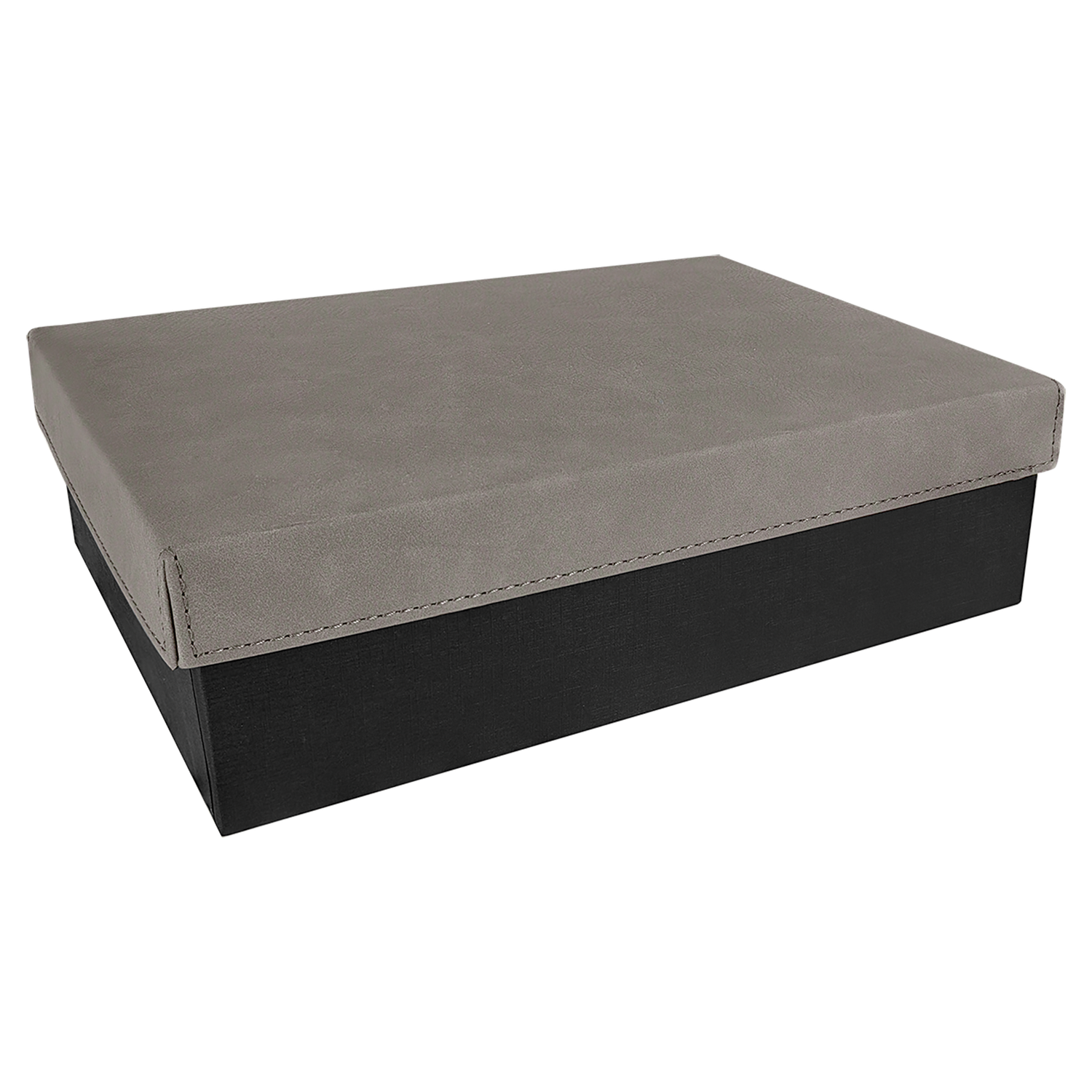 9 3/4" x 7" Gray Gift Box with Laserable Leatherette Lid