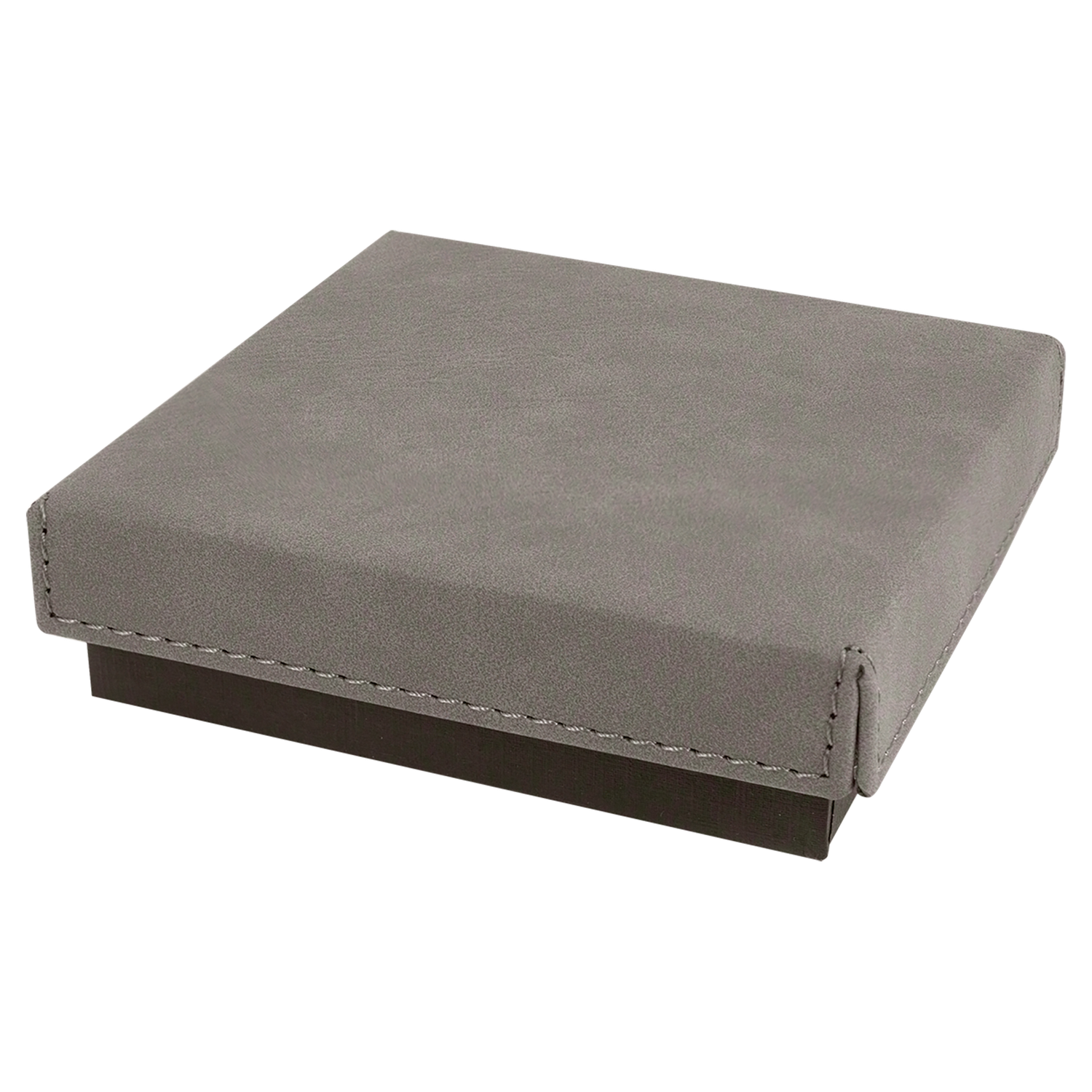 4" x 4" Gray Medal Box with Laserable Leatherette Lid