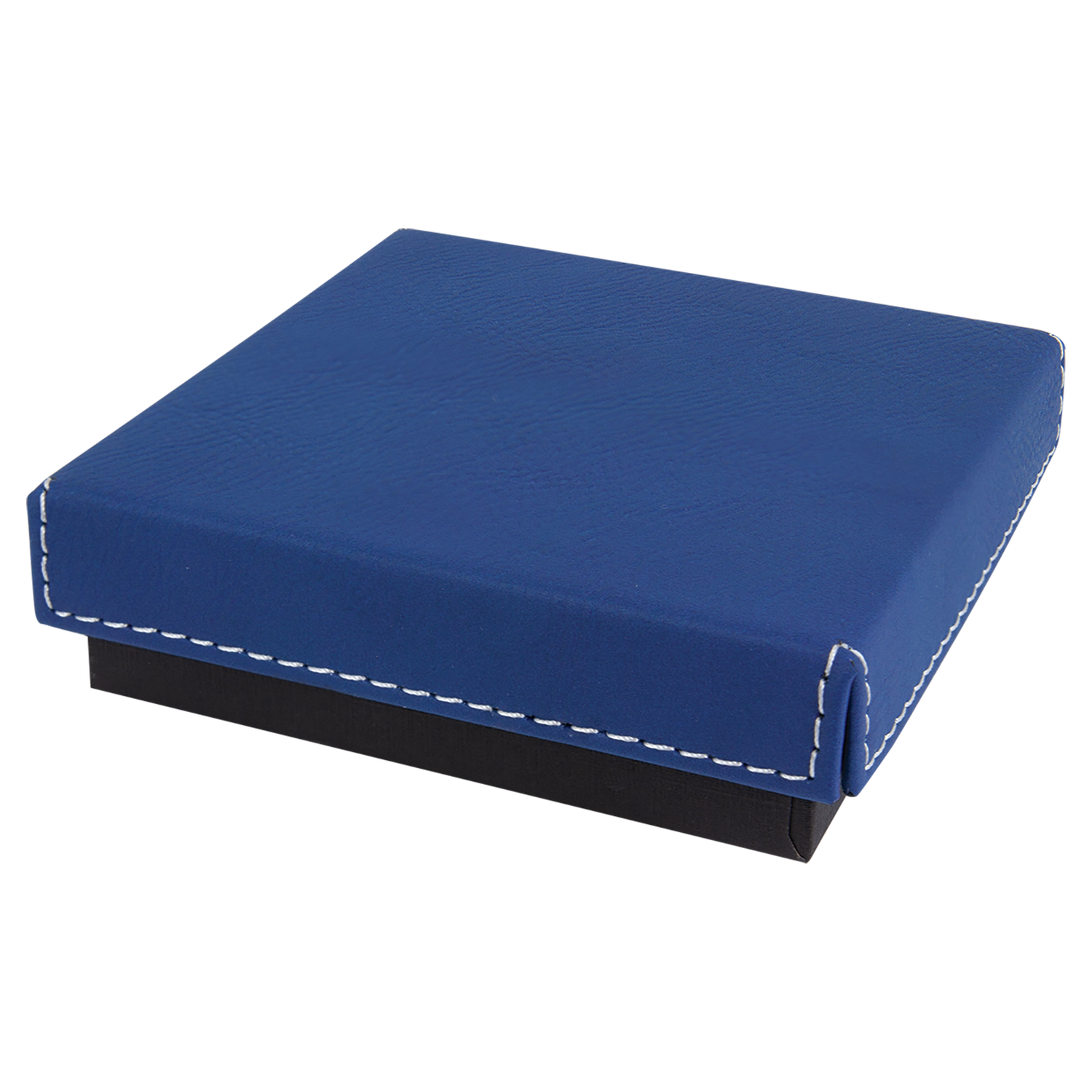 4" x 4" Blue/Silver Medal Box with Laserable Leatherette Lid