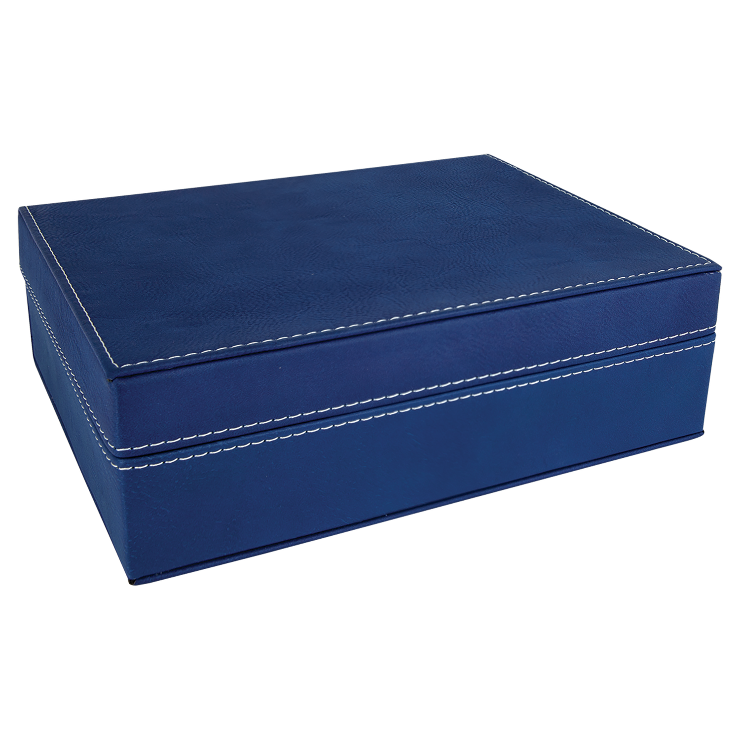 8" x 6 3/8" Blue/Silver Laserable Leatherette Premium Gift Box