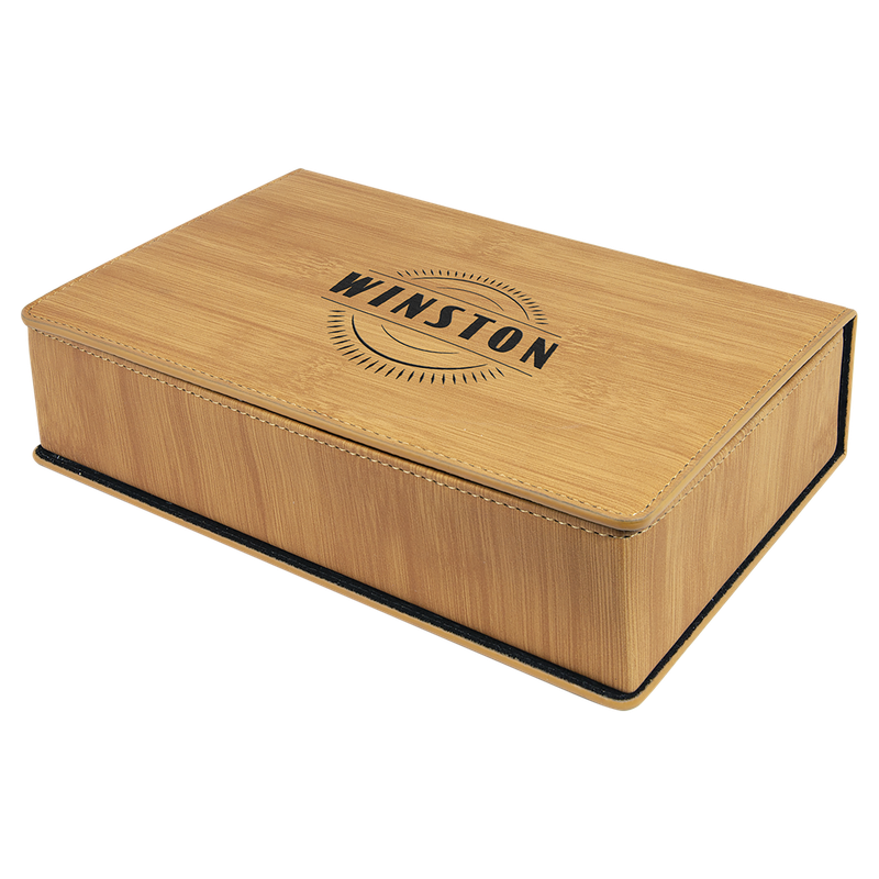 BAMBOO LTHR FLASK GFT SET