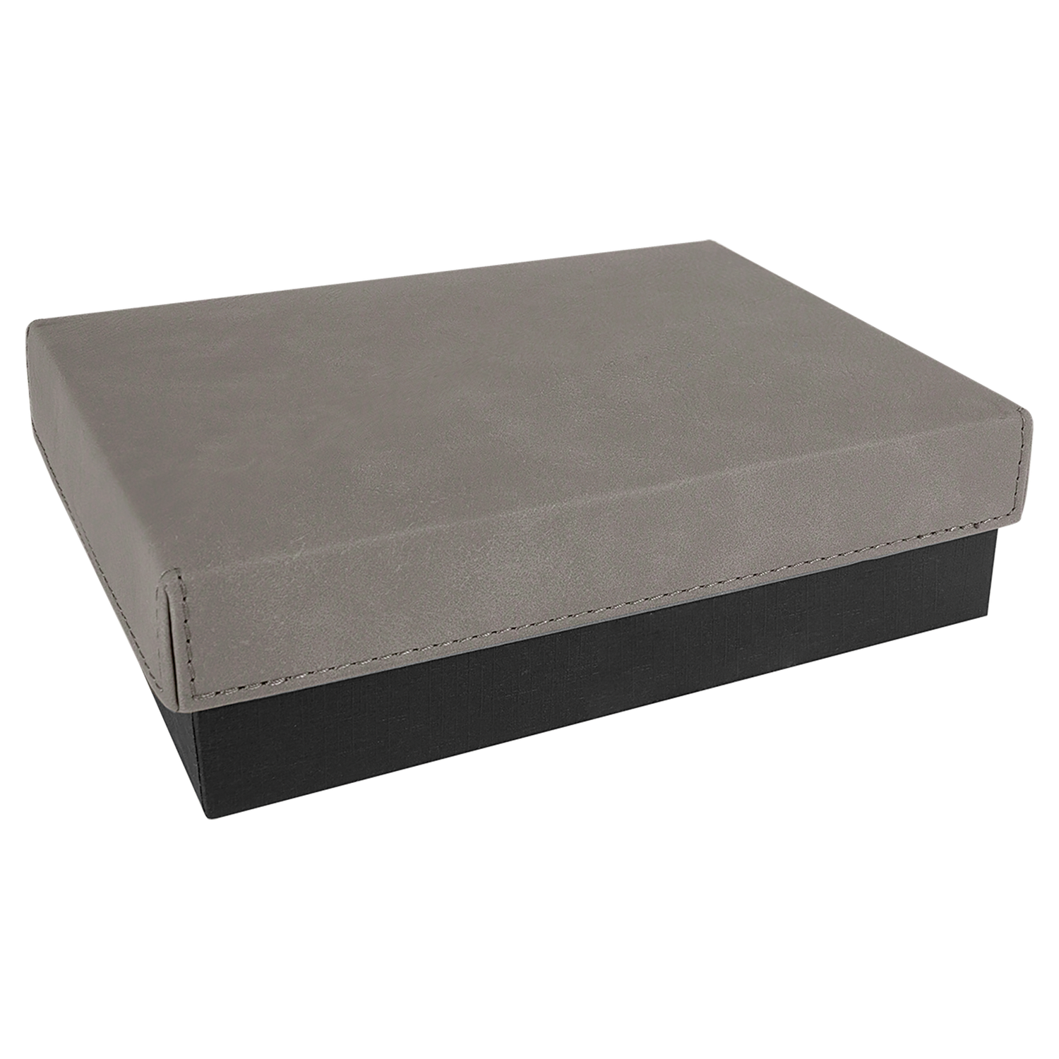 7 3/8" x 5 3/4" Gray Gift Box with Laserable Leatherette Lid