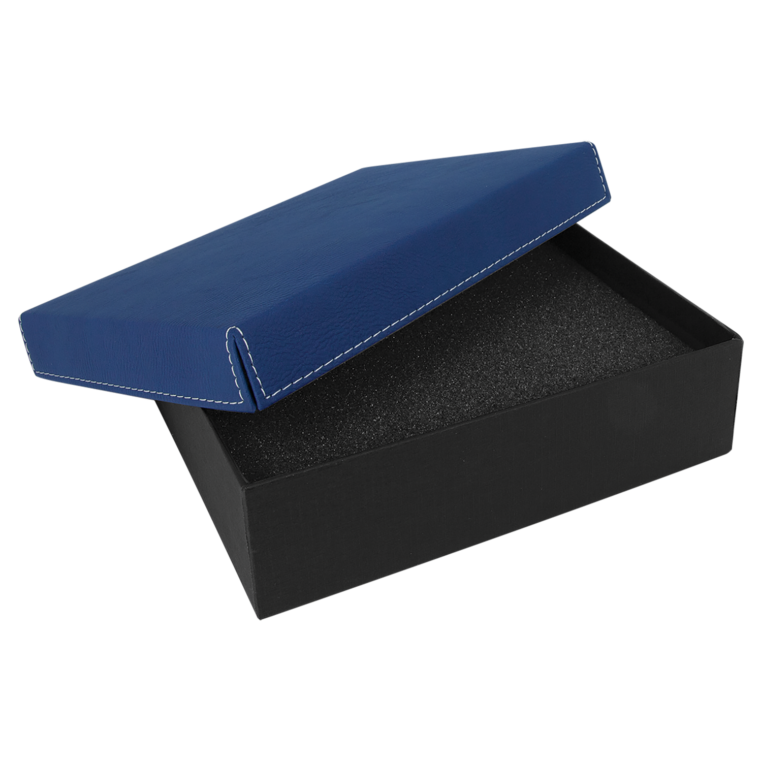 7 3/8" x 5 3/4" Blue/Silver Gift Box with Laserable Leatherette Lid