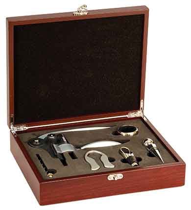 Rosewood Finish 5-Piece Wine Tool Gift Set