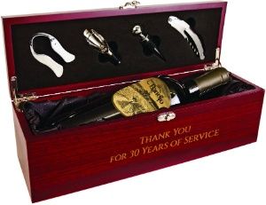 Rosewood Finish Single Wine Box with Tools &amp; Black Lining