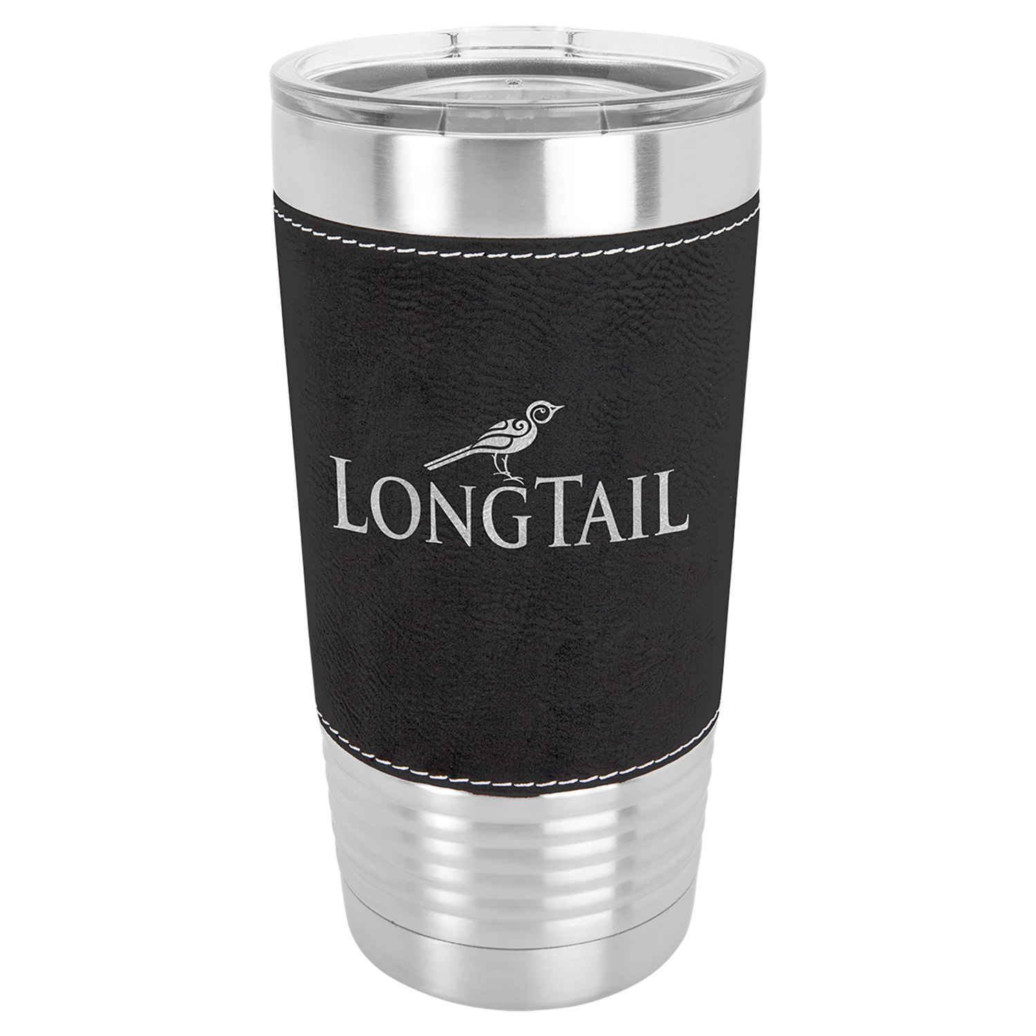 591ml (20 oz) Laserable Leatherette Tumbler, Color: Black/Silver