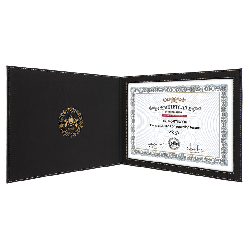 9" x 12" Laserable Leatherette Certificate Holder for 8 1/2" x 11