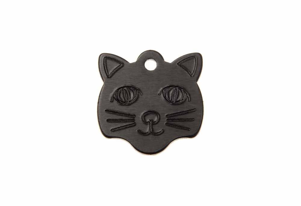 Cat Shape Pet Tag, Color: Black