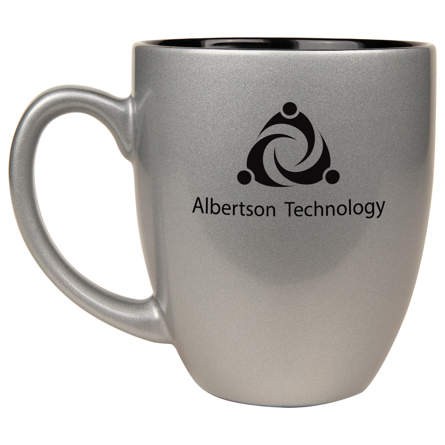 16 oz Bistro Ceramic Mug, Color: Silver/Black
