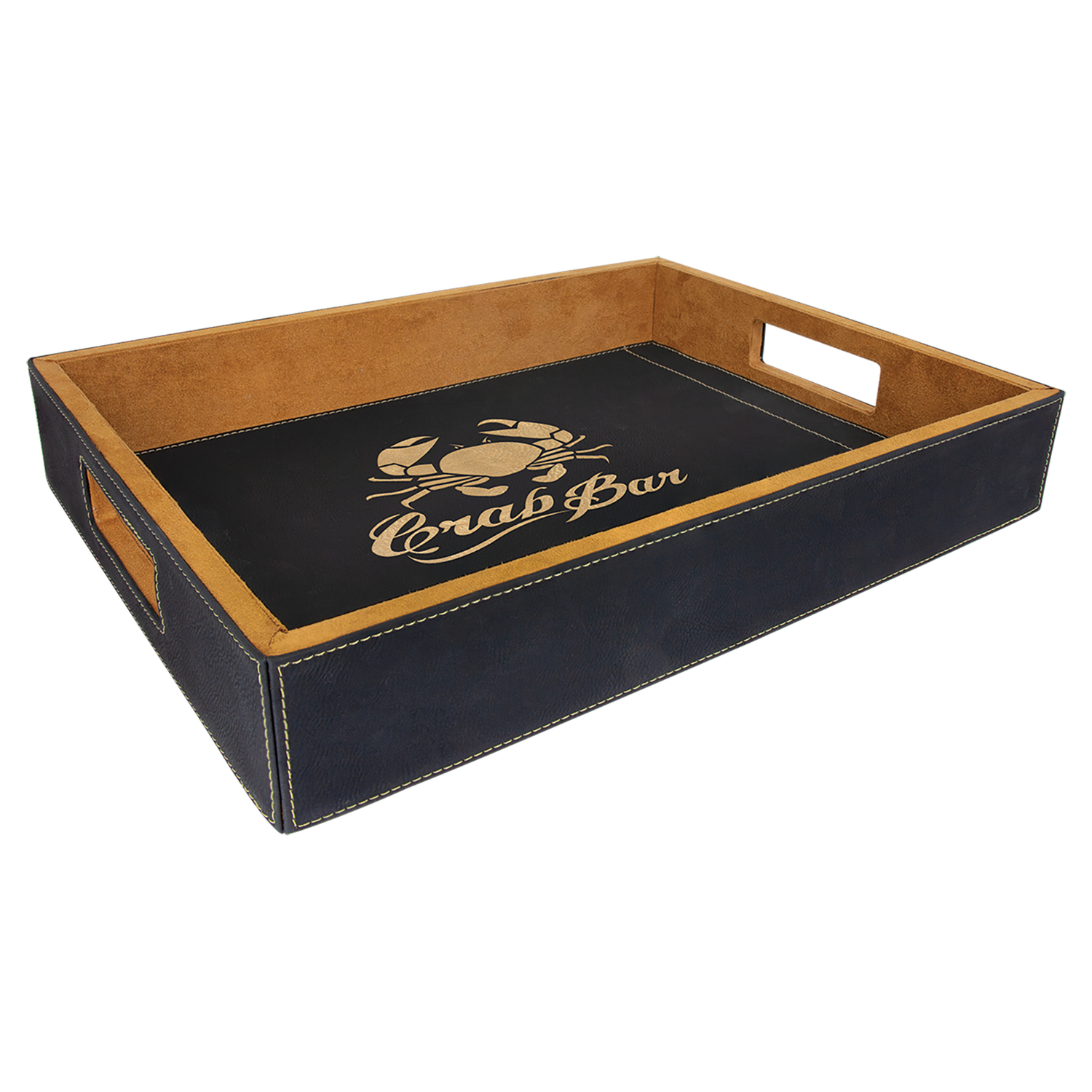 400 x 305mm (16X12 inch) Laserable Leatherette Serving Tray, Color: Black/Gold