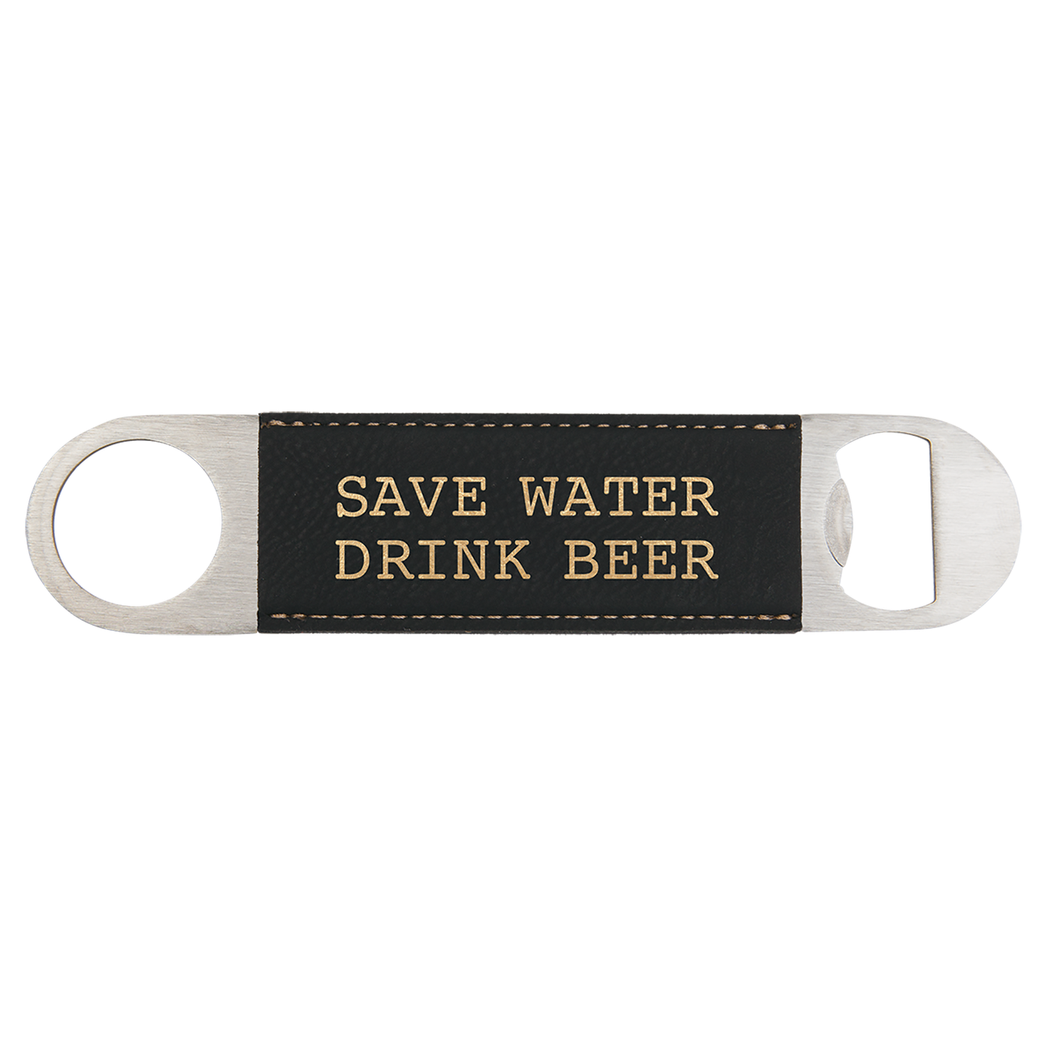 1.5x7 Leatherette Bottle Opener, Color: Black/Gold