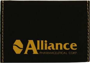 Leatherette Business Card Holder Hard, Color: Black/Gold