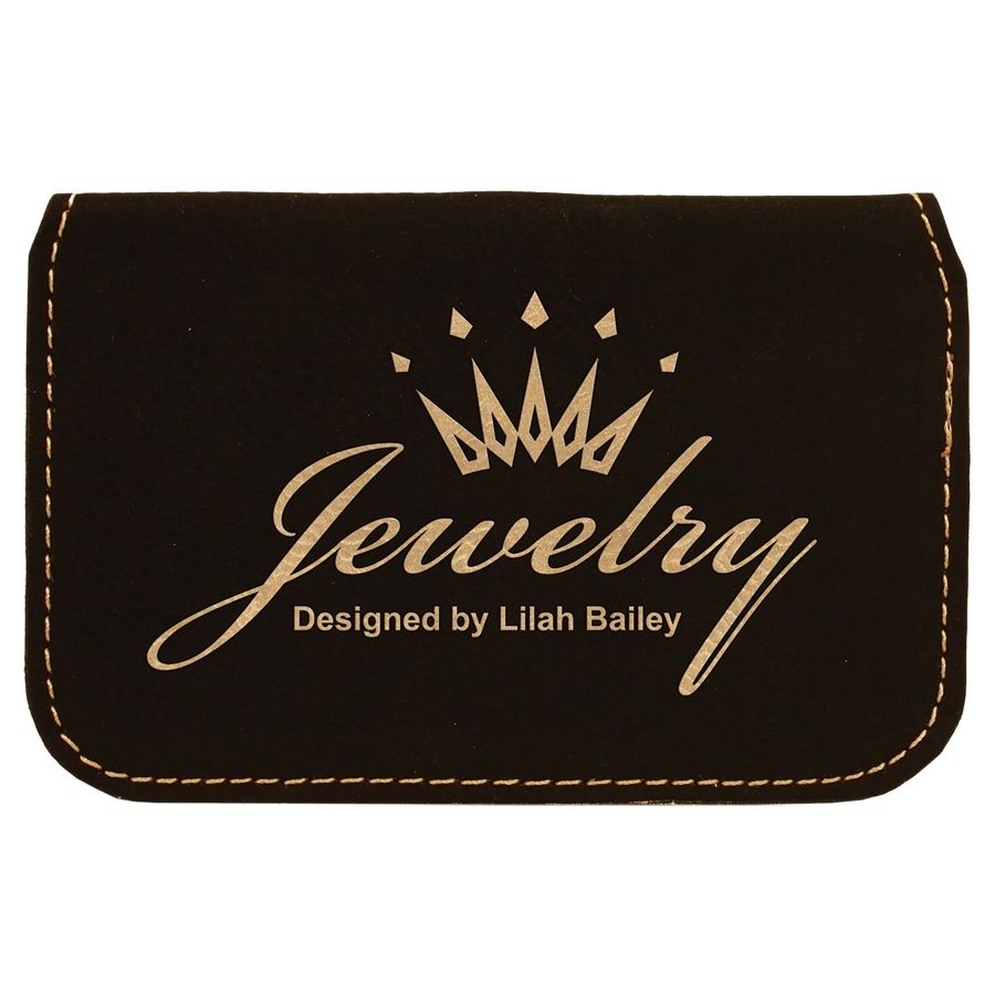 Leatherette Business Card Holder Soft, Color: Black/Gold
