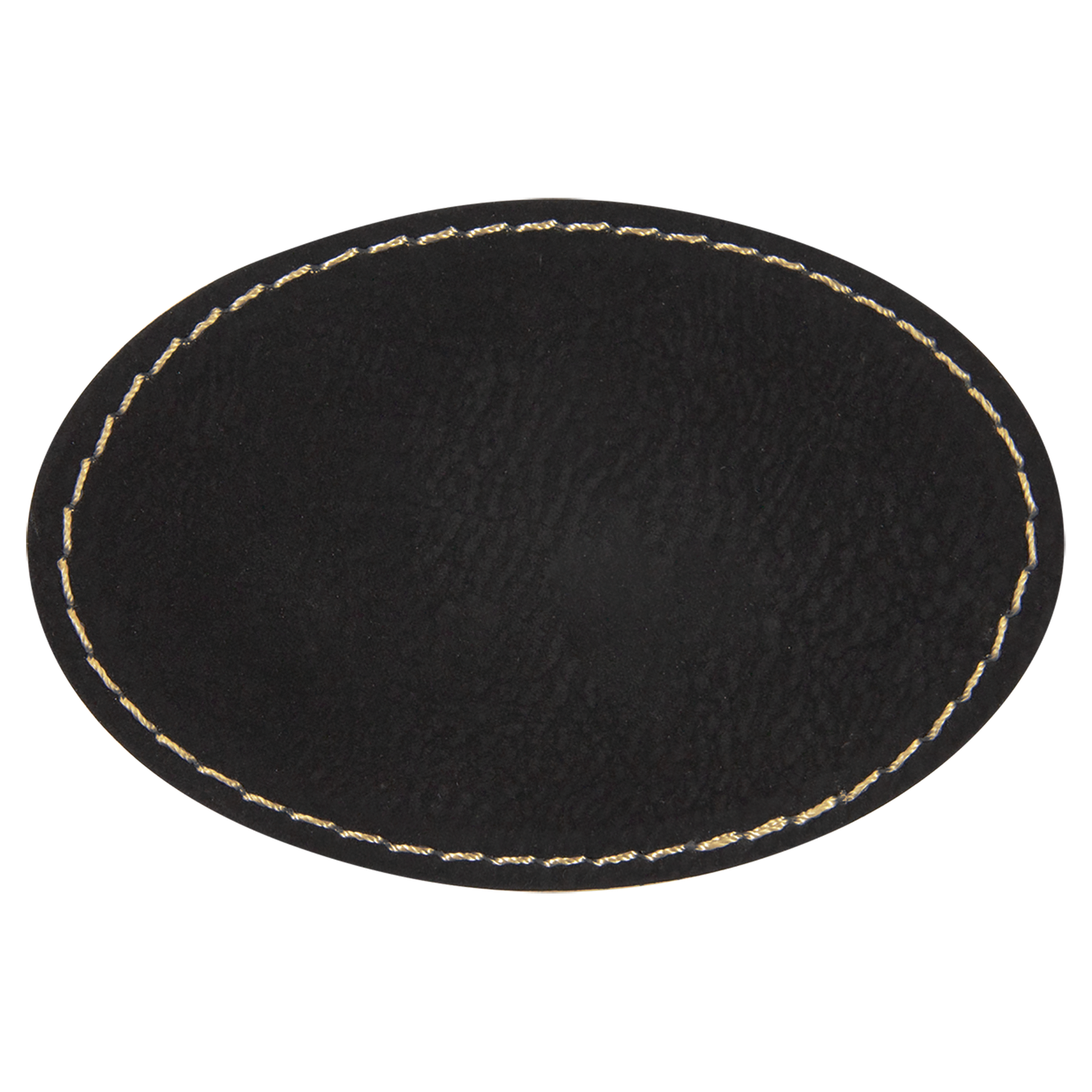 Oval Leathrette patches, Color: Black/Gold, Size: 3" x 2"