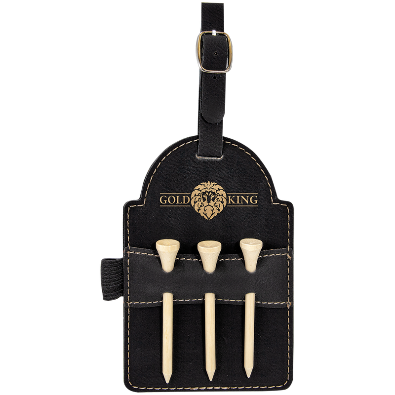 Golf Bag Tag w/tee holder Leatherette