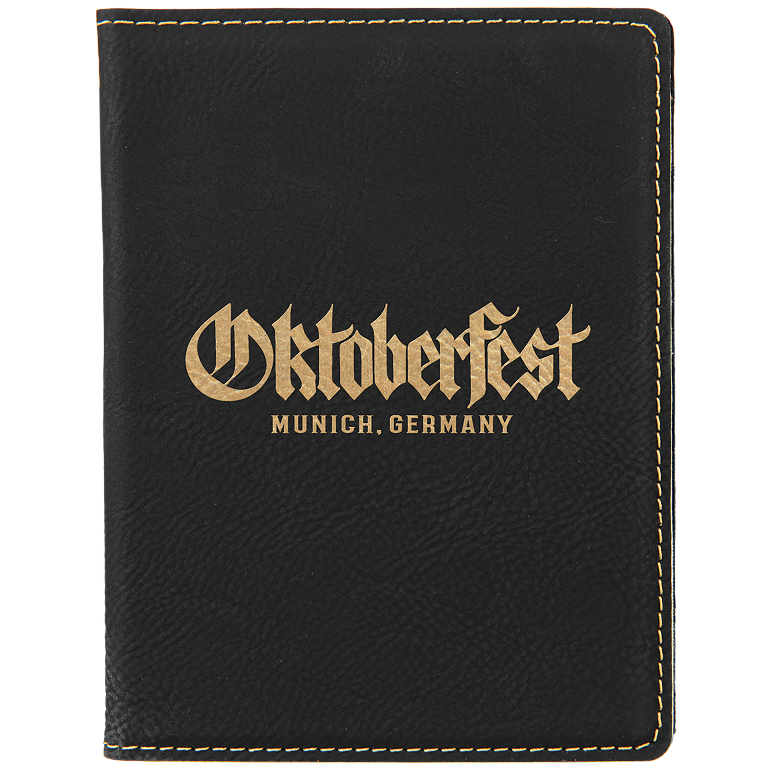 Leatherette Passport Holder 108mm x 140mm (4.25x5.5"), Color: Black/Gold