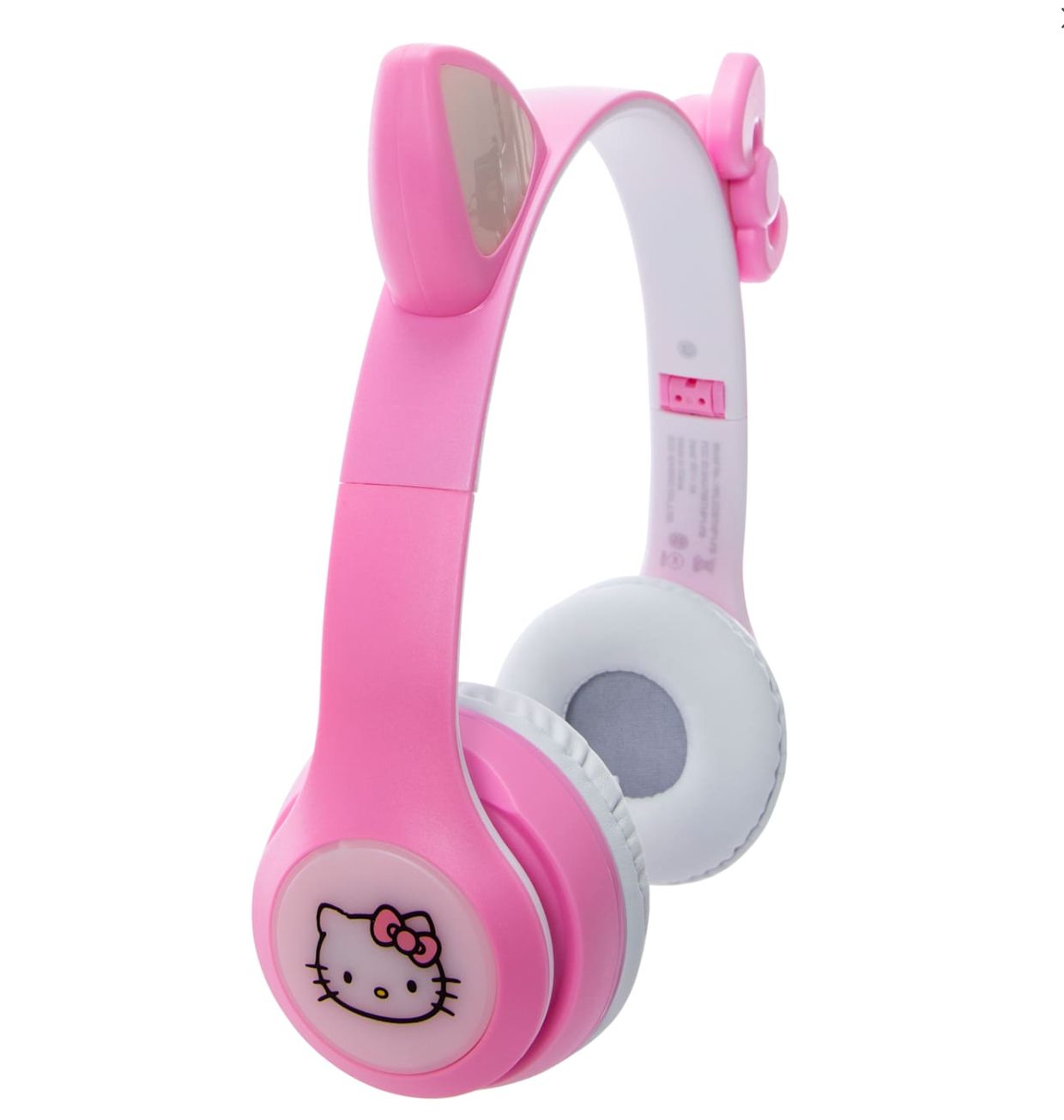 Hello Kitty Bluetooth Wireless LED Light-Up Over-Ear Headphones with Microphone, Foldable, Pink