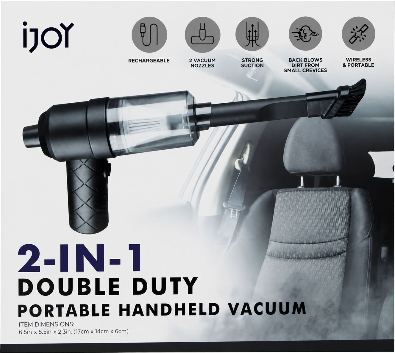 iJoy 2-in-1 Double Duty Portable Handheld Vacuum Cleaner with Attachments – Cordless Compact Vacuum