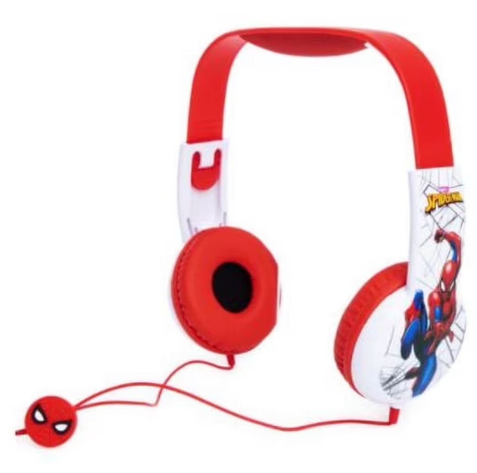 Spider-Man Kid Safe Headphones for Kids – Wired Adjustable Headset with Microphone