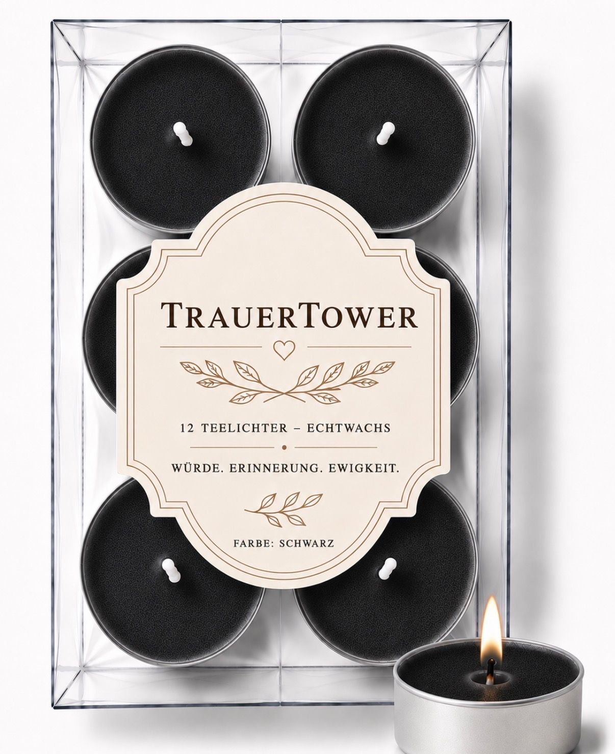 Teelichter - Schwarz, 12er Set