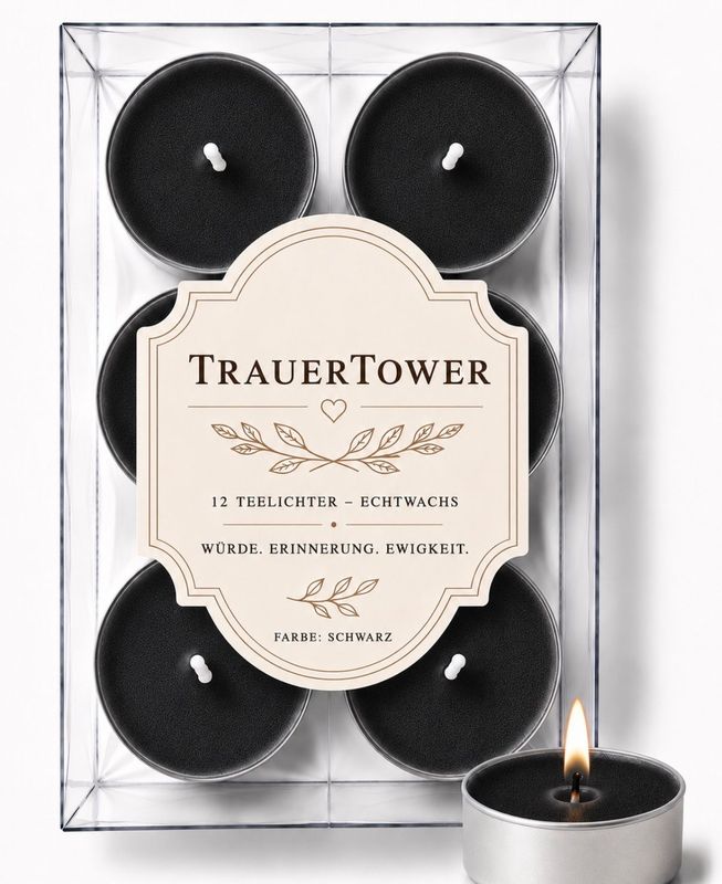 Teelichter - Schwarz, 12er Set