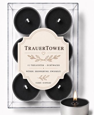 Teelichter - Schwarz, 12er Set Teelichter - Schwarz, 12er Set