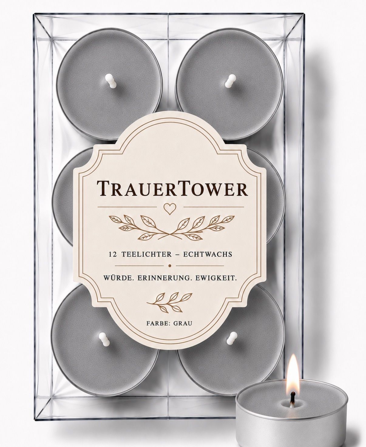 Teelichter - Grau, 12er Set