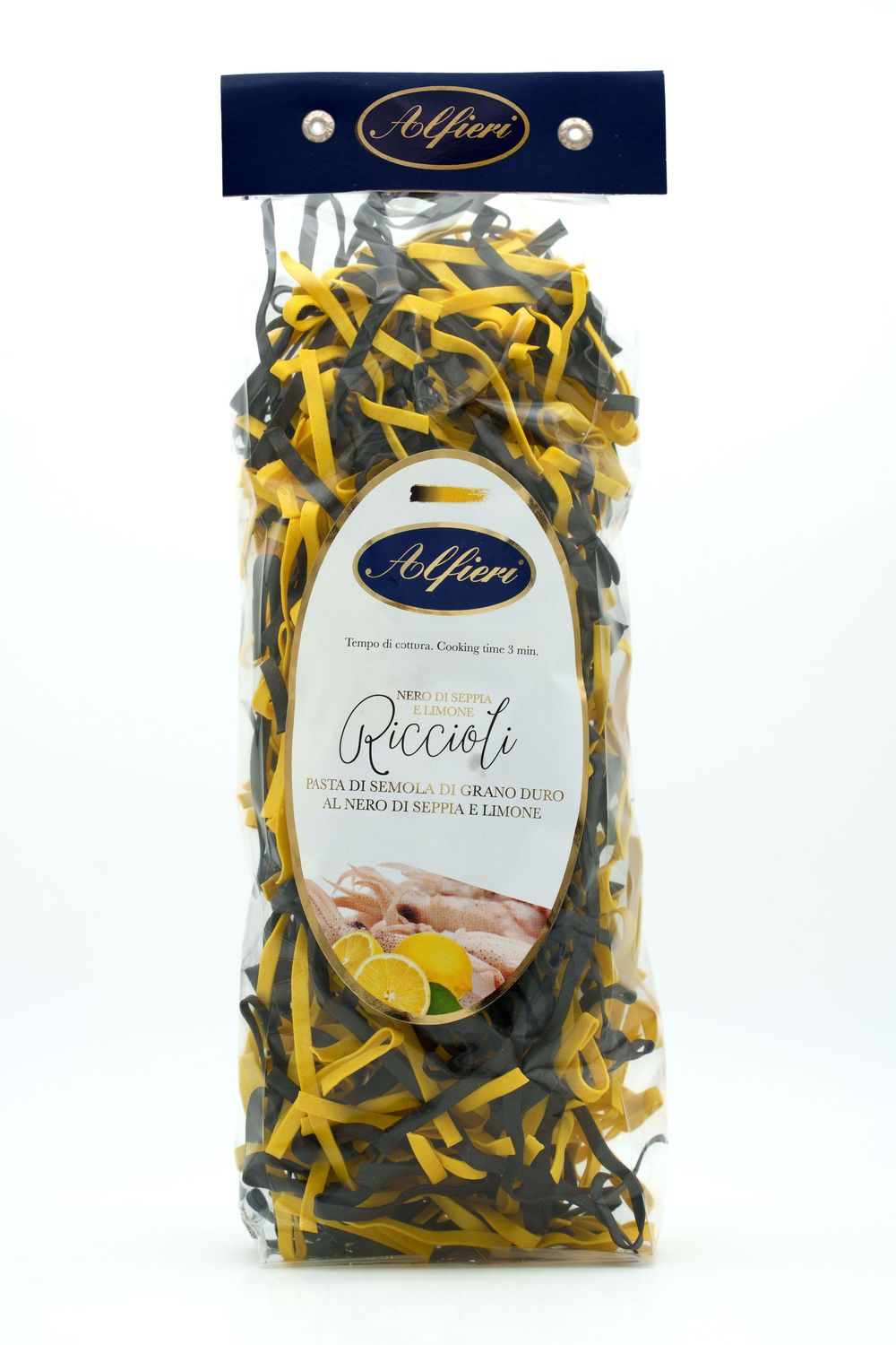 Riccioli - Pasta di semola di grano duro al nero di seppia e limone