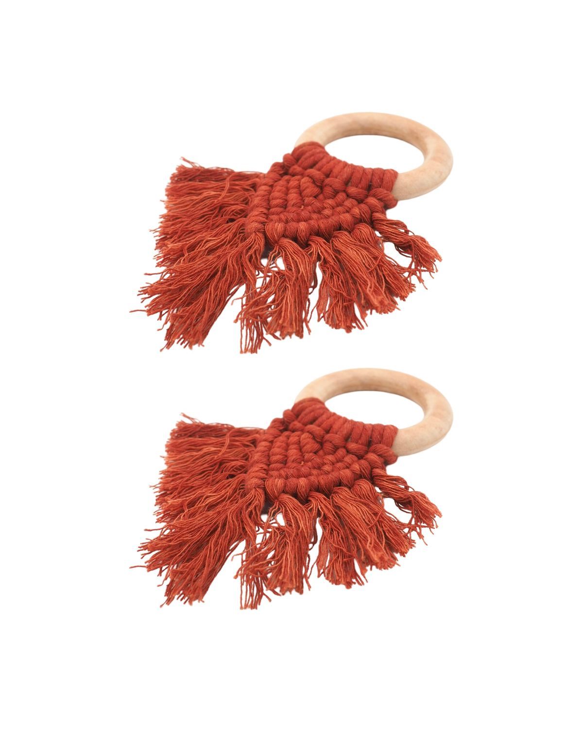 Macrame napking rings (set 2 stuks), Colour: Brick red