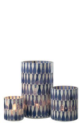 Kaarshouder glas blauw/wit