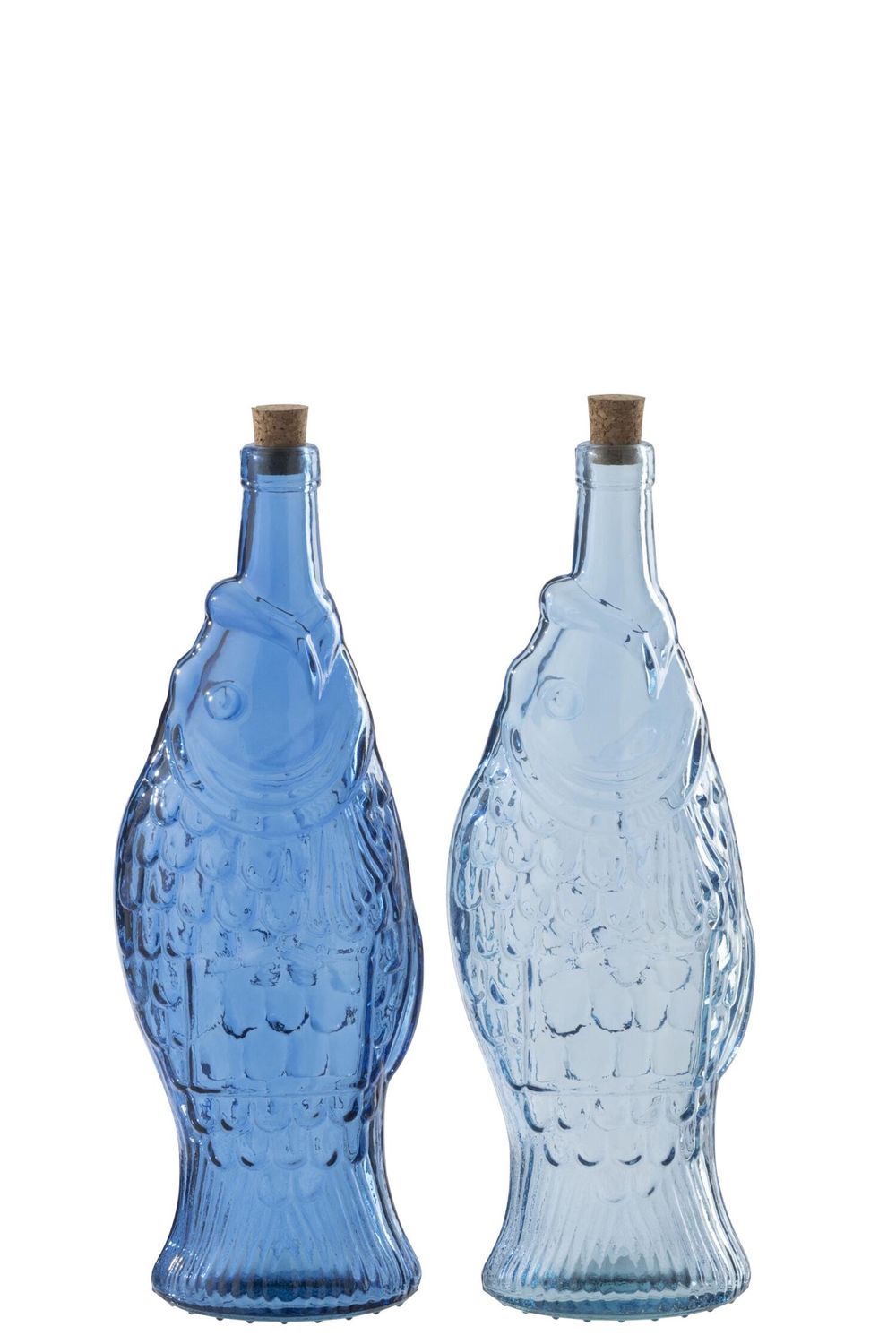 Glazen fles vis, Colour: Lichtblauw