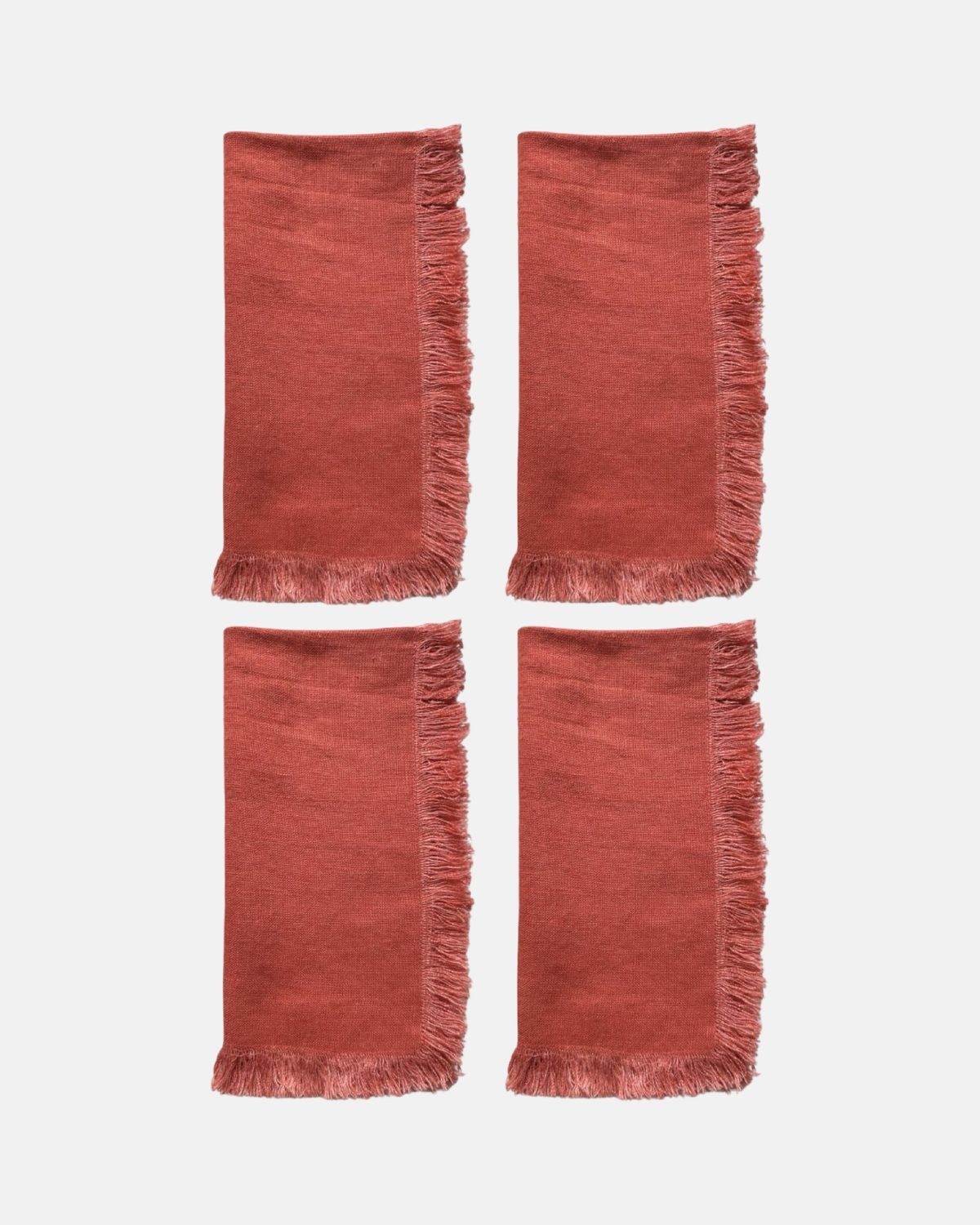 Linen servetten  (set 4 stuks) - oker, rood of groen, Colour: Brick Red