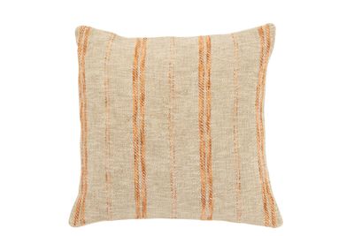 Kussen strepen beige/roest vierkant