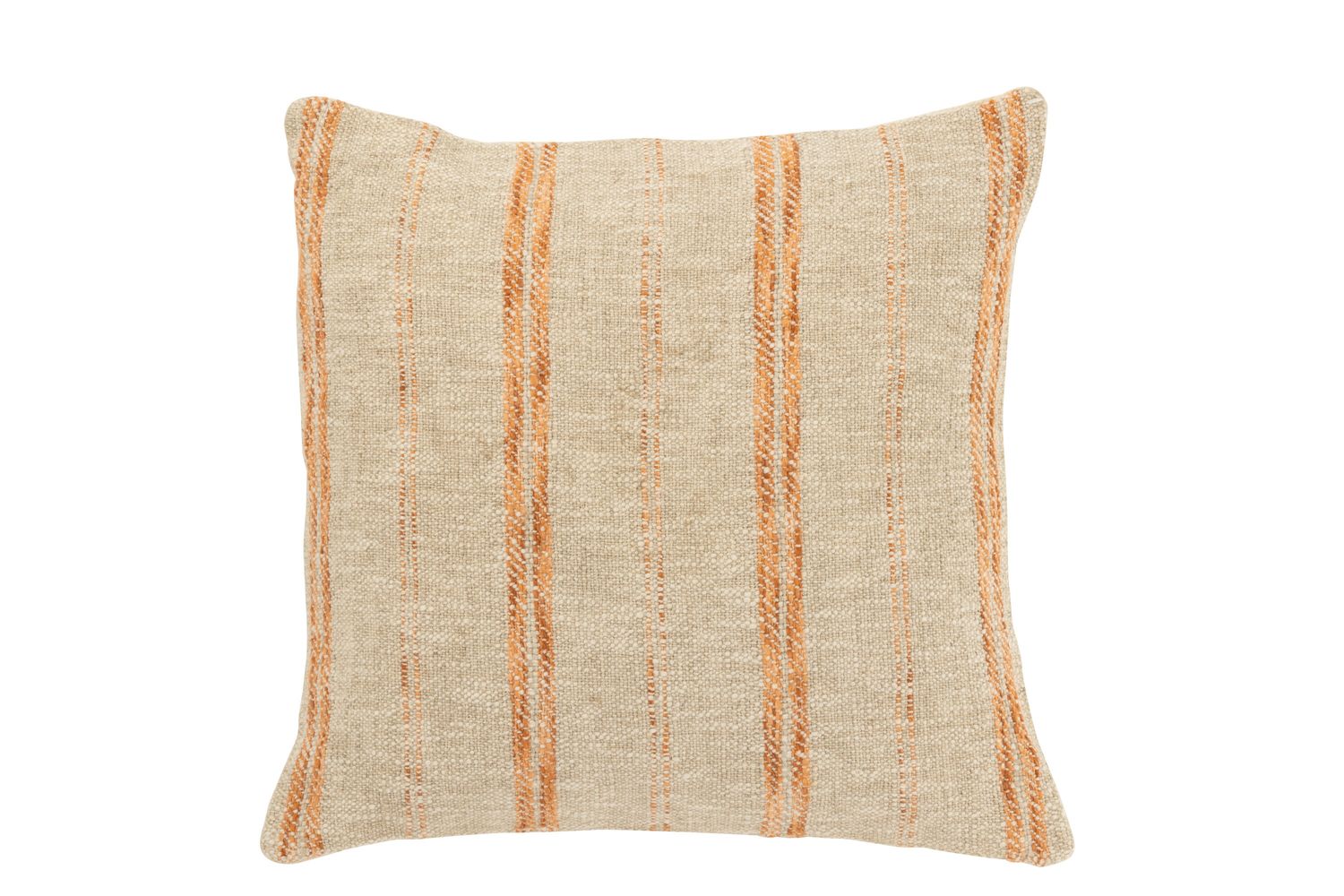Kussen strepen beige/roest vierkant