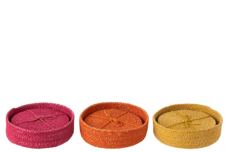Onderleggers van zeegras - roze, oranje, geel (6 stuks)
