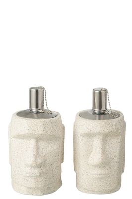 Olielamp Moai cement